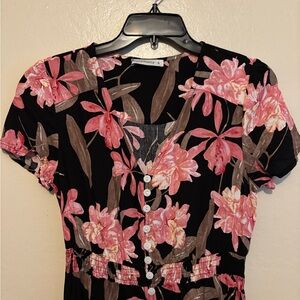 SHEIN Black and Pink Floral Maxi Dress